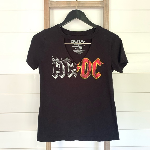 AC/DC | Tops | Acdc Black Tee By Goodie Two Sleeves Size Small | Poshmark